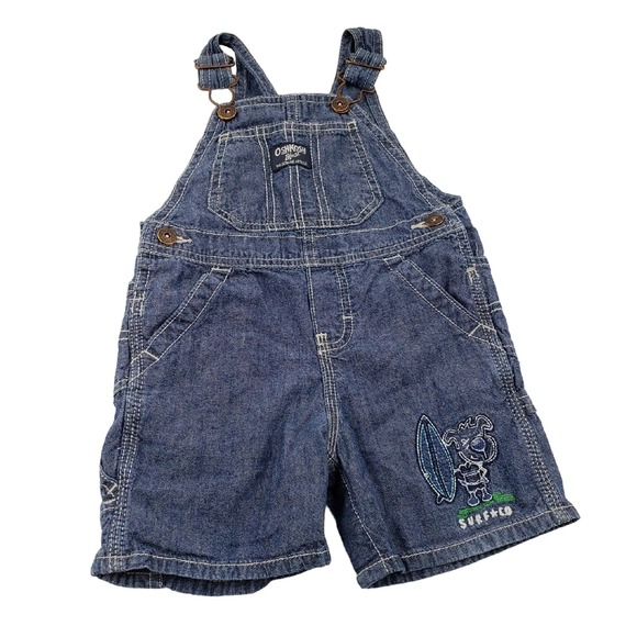 OshKosh B'gosh Other - Oshkosh Shortalls Size 18m Kids Baby Denim Chambray Embroidery Carpenter